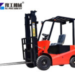 electric forklift lifting cargo