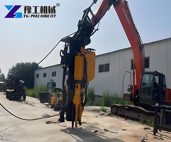 excavator breaking concrete