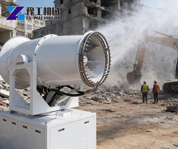 Dust suppression cannon at construction site