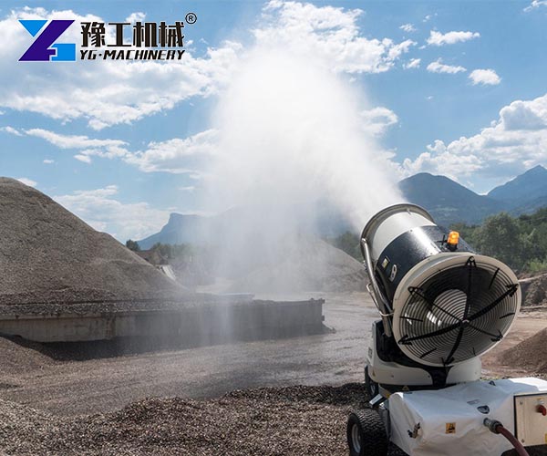 Mobile fog cannon spraying water mist
