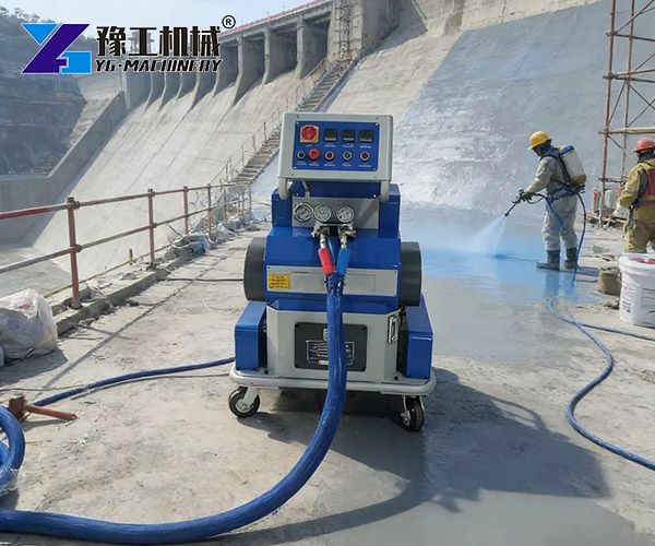 Polyurea spray machine coating concrete dam