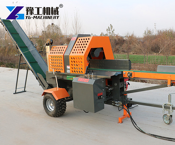 Wood splitter machine with conveyor
