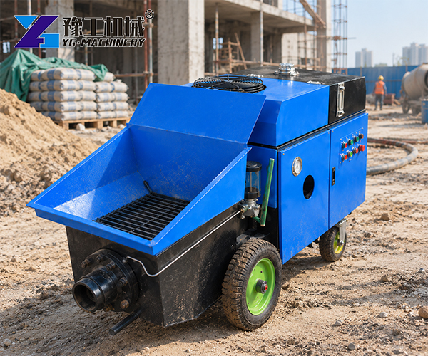 small concrete pump at construction site
